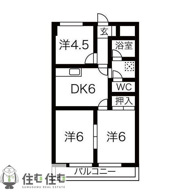 第一ハイツ昌(3DK/1階)の間取り写真