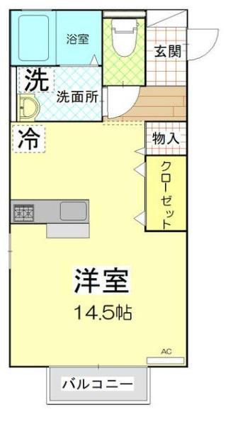 エイトクローバー(ワンルーム/2階)の間取り写真