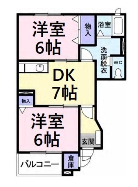 アンソレイエ(2DK/1階)の間取り写真