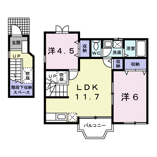 パレスサミット(2LDK/2階)の間取り写真