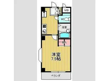 カサブランカ二村台(1K/2階)の間取り写真