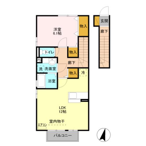 アンベリール(1LDK/2階)の間取り写真