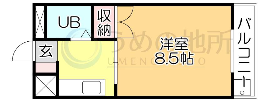 ニュー端山ビル(1K/2階)の間取り写真