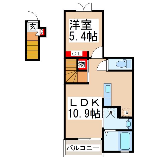 サニーグレイス大津(1LDK/2階)の間取り写真