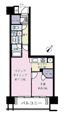 クレストシティレジデンス(1LDK/10階)の間取り写真