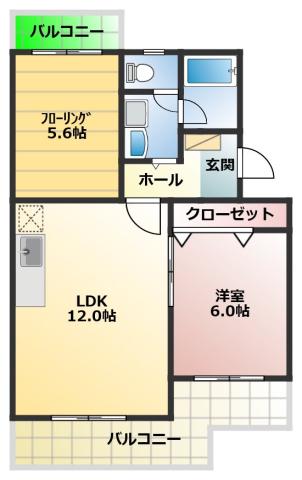 アーリー1(2LDK/2階)の間取り写真