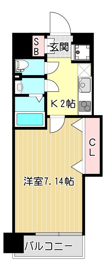 ラグゼ布施駅前(1K/8階)の間取り写真