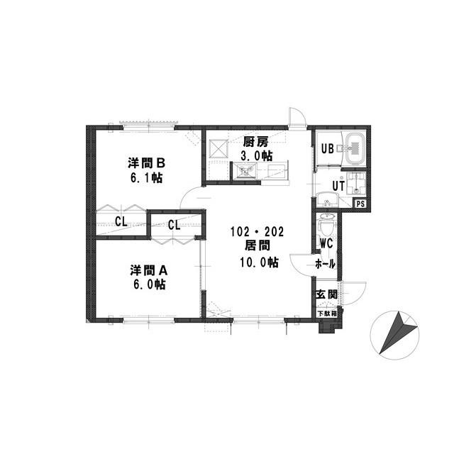 ルミエール リッシュ(2LDK/1階)の間取り写真