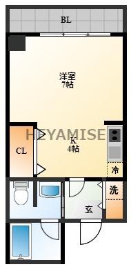 Jプレイス宝町(1K/4階)の間取り写真
