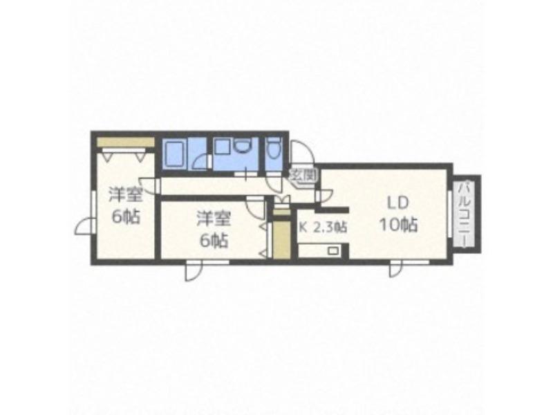 コスモティガー(2LDK/2階)の間取り写真