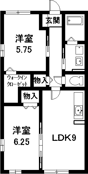 カーサ・イルマーレ(2LDK/1階)の間取り写真