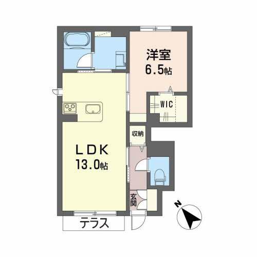 エクラージュ多治米(1LDK/1階)の間取り写真