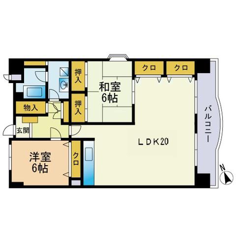 リージェント前原(2LDK/5階)の間取り写真