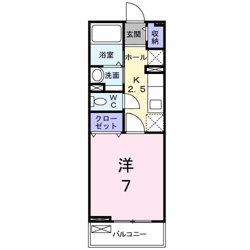 エーデルハイム仙田(1K/2階)の間取り写真