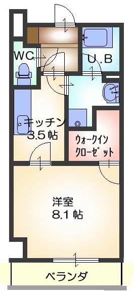 ハイトピア四日市(1K/2階)の間取り写真