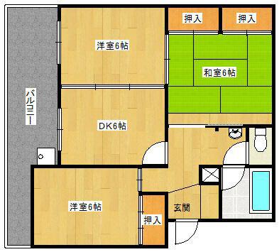 長鶴コーポ(3DK/2階)の間取り写真