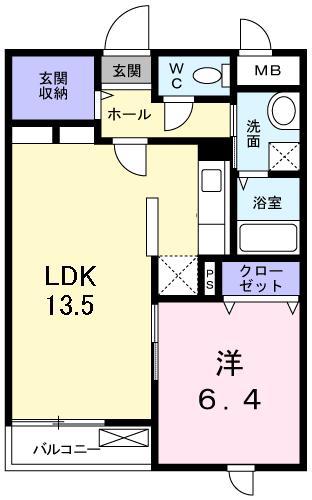 クレール青葉台(1LDK/1階)の間取り写真