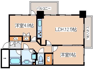 神戸元町山手ヴィアージュ(2LDK/4階)の間取り写真