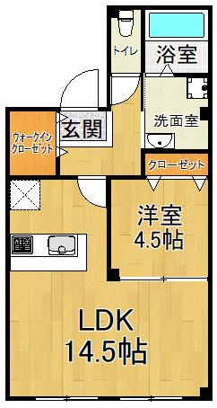 ユーセービル(1LDK/2階)の間取り写真