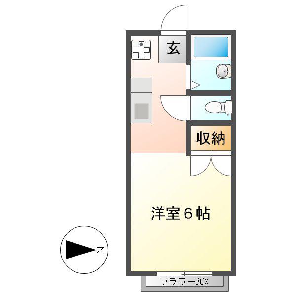 エステートピア神村イースト(ワンルーム/2階)の間取り写真
