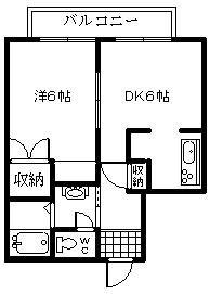 プチメゾンサンタクール(1DK/1階)の間取り写真
