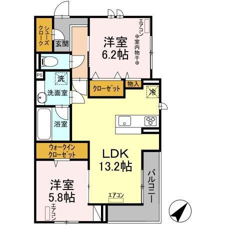 BUENA VENIR(2LDK/2階)の間取り写真