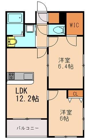 GROLIA藤崎(2LDK/3階)の間取り写真
