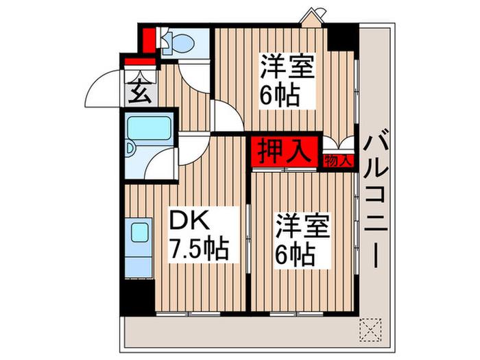 第126新井ビル(2DK/5階)の間取り写真
