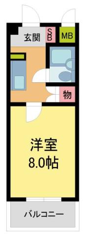 アメニティ武庫川(ワンルーム/2階)の間取り写真