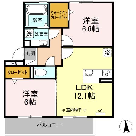 ルミエールSK(2LDK/3階)の間取り写真