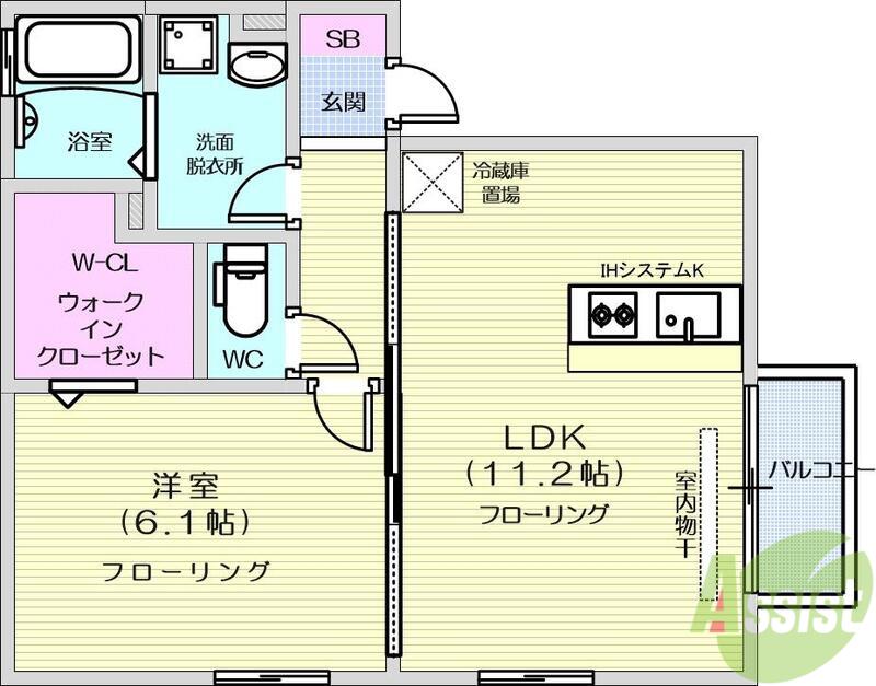 クレール南仙台(1LDK/1階)の間取り写真