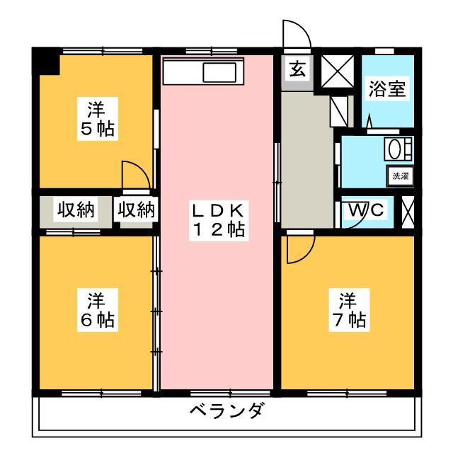 ユニテ井上(3LDK/2階)の間取り写真