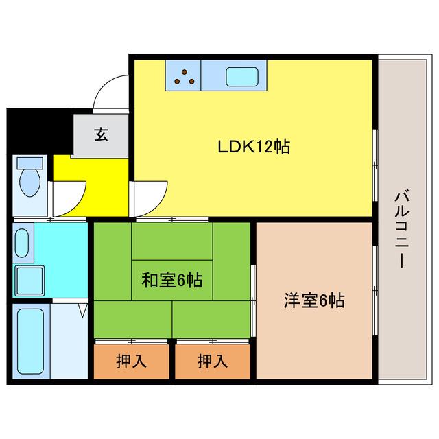 グランディール琴(2LDK/3階)の間取り写真