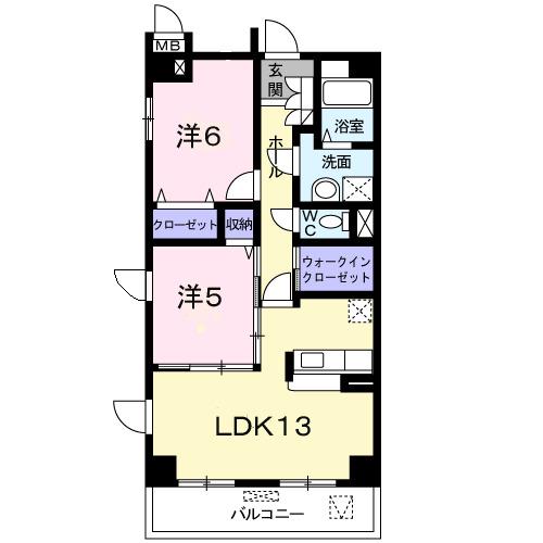 赤坂レジデンス(2LDK/1階)の間取り写真