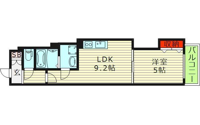 クリエオーレ中茶屋(1LDK/2階)の間取り写真