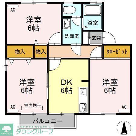 ヴェルフィーユ A(3DK/1階)の間取り写真