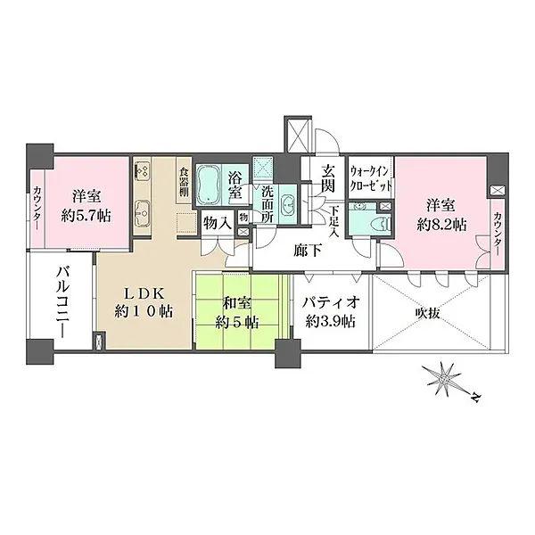 サンクタス築地(3LDK/11階)の間取り写真