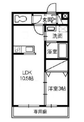 カンパーニャ・エフA棟(1LDK/1階)の間取り写真