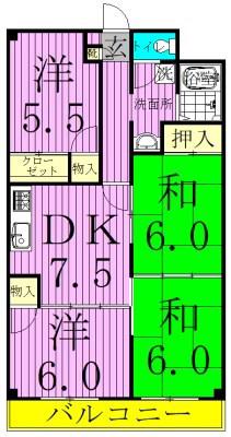 INSURANCE BLDG.XVIインシュランスビルディング16(4DK/1階)の間取り写真