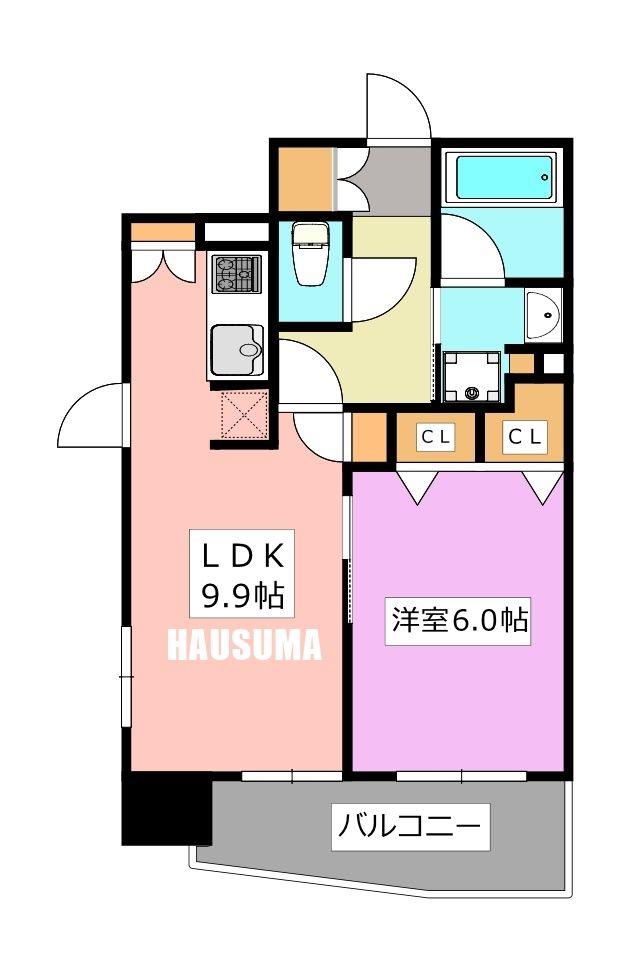 パークキューブ板橋本町(1LDK/14階)の間取り写真