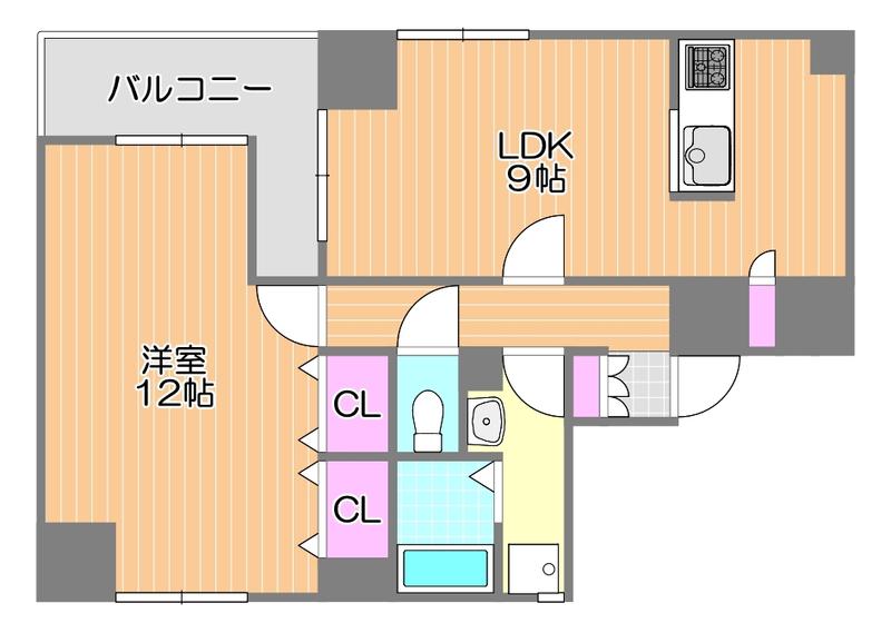 第一天瀬ビル(1LDK/6階)の間取り写真