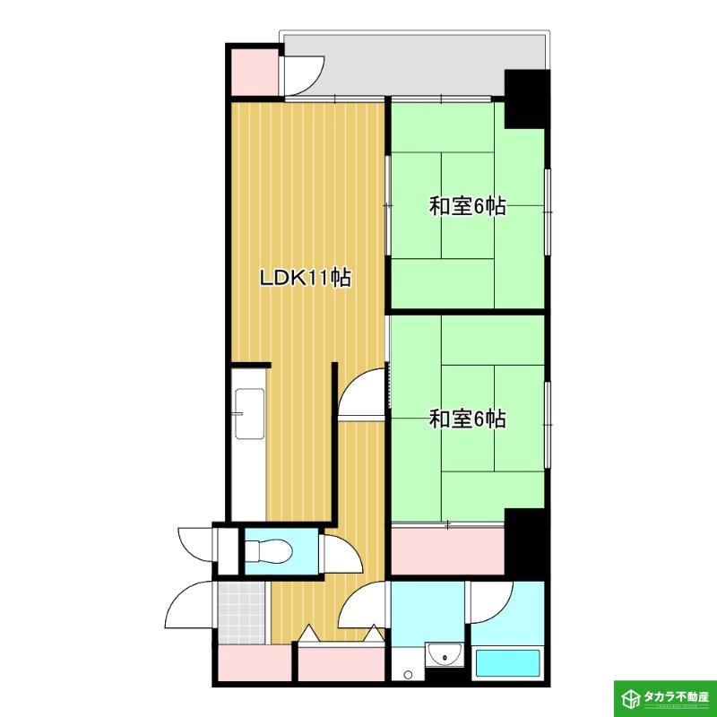 グレイス城崎(2LDK/4階)の間取り写真