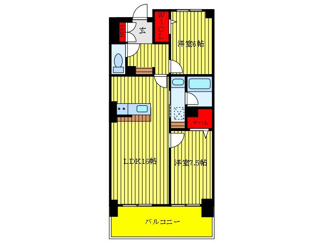 ロイヤルパークスリバーサイド(2LDK/7階)の間取り写真