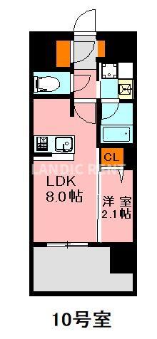 デュ・レジア博多レジデンス(1LDK/9階)の間取り写真