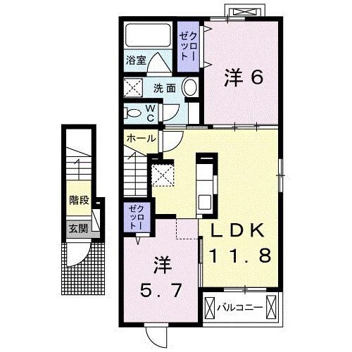パルティールΑ(2LDK/2階)の間取り写真