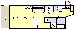 ロイヤルコート平之(ワンルーム/2階)の間取り写真