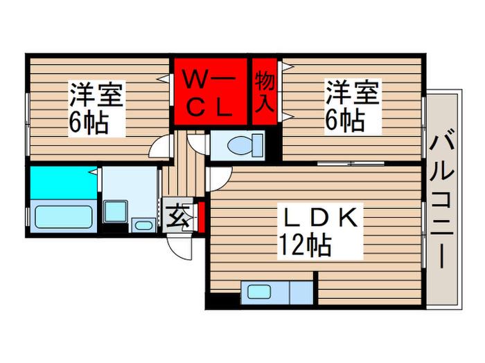 ロビンストリーム(2LDK/3階)の間取り写真