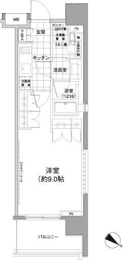 パークハビオ渋谷神山町(1K/2階)の間取り写真