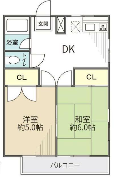 コーポフォレスト(2DK/2階)の間取り写真