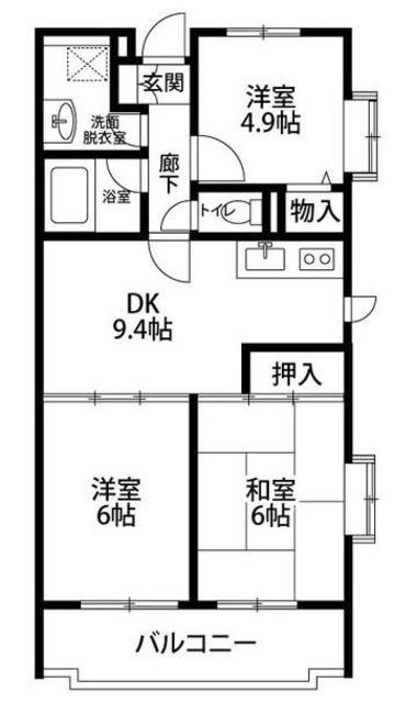リトルウッズ千代田(3DK/3階)の間取り写真